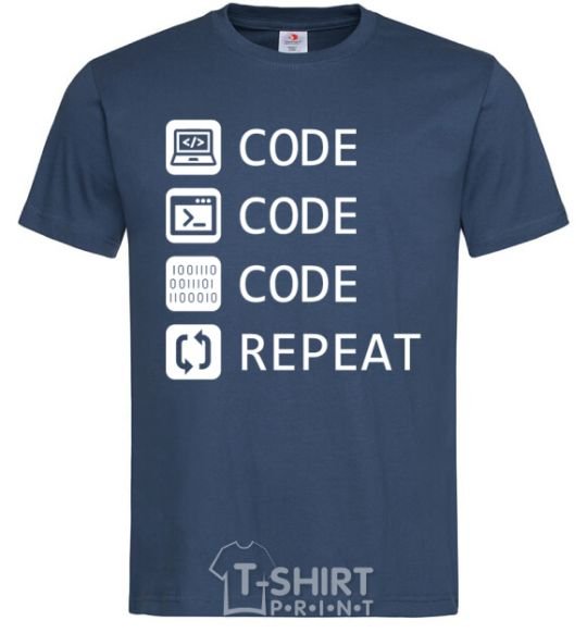 Men's T-Shirt Code code code repeat navy-blue фото