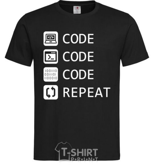 Men's T-Shirt Code code code repeat black фото