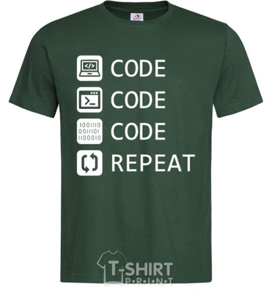 Мужская футболка Code code code repeat Темно-зеленый фото
