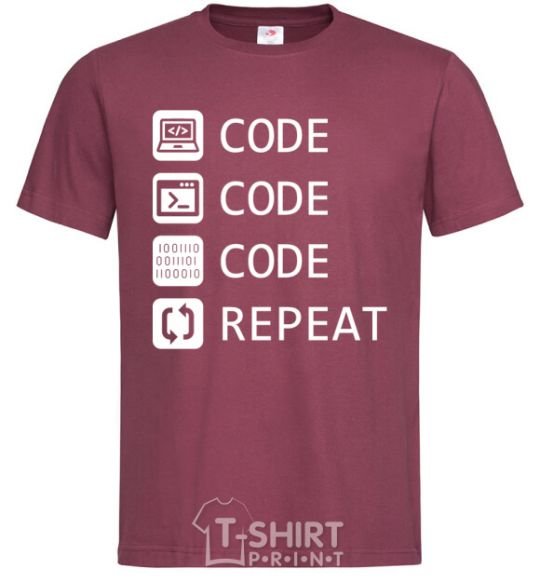 Men's T-Shirt Code code code repeat burgundy фото