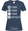 Women's T-shirt Code code code repeat navy-blue фото