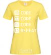 Women's T-shirt Code code code repeat cornsilk фото