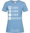 Women's T-shirt Code code code repeat sky-blue фото