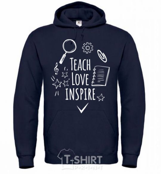 Мужская толстовка (худи) Teach love inspire Темно-синий фото