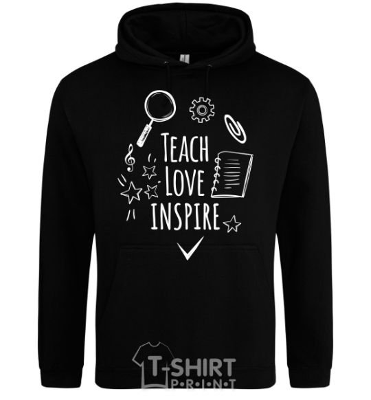 Мужская толстовка (худи) Teach love inspire Черный фото