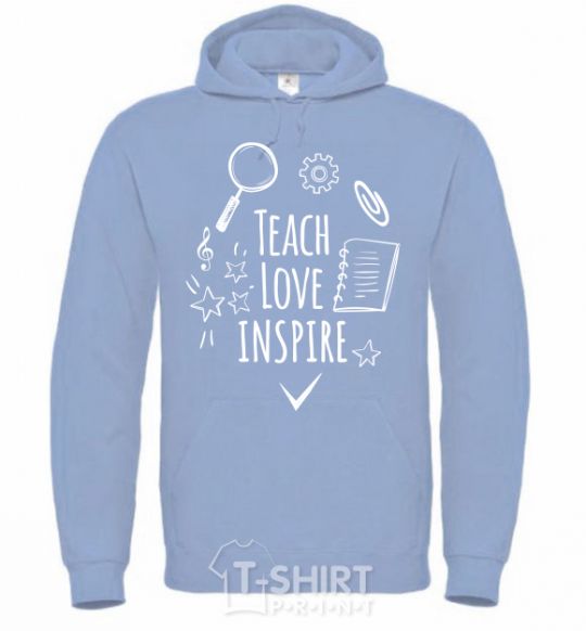 Men`s hoodie Teach love inspire sky-blue фото