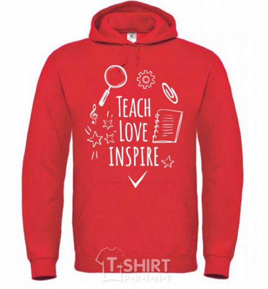 Мужская толстовка (худи) Teach love inspire Ярко-красный фото