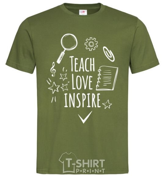 Мужская футболка Teach love inspire Оливковый фото