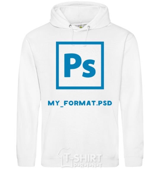 Men`s hoodie My format PSD White фото