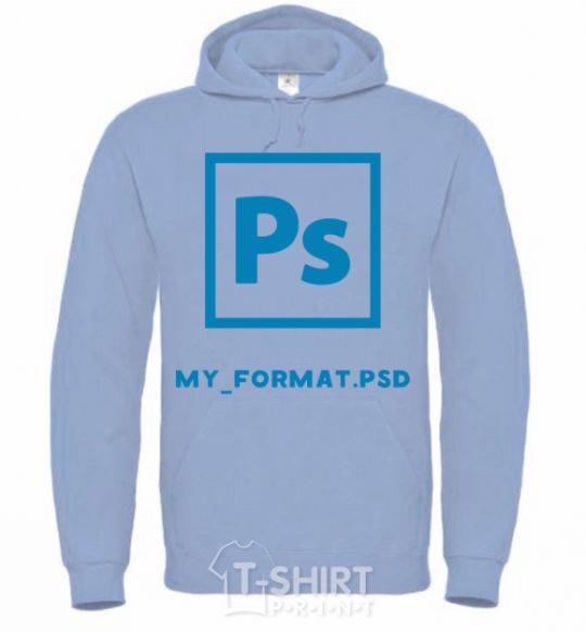 Men`s hoodie My format PSD sky-blue фото