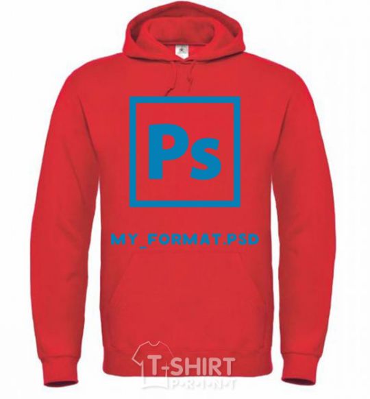 Men`s hoodie My format PSD bright-red фото