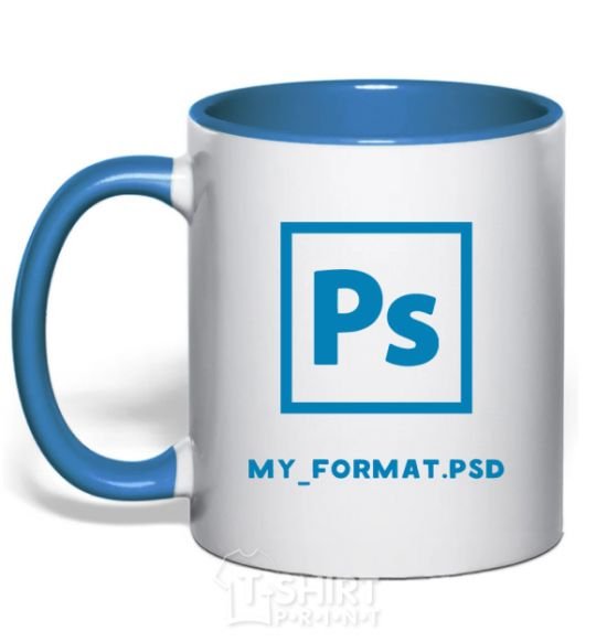 Mug with a colored handle My format PSD royal-blue фото