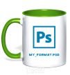 Mug with a colored handle My format PSD kelly-green фото