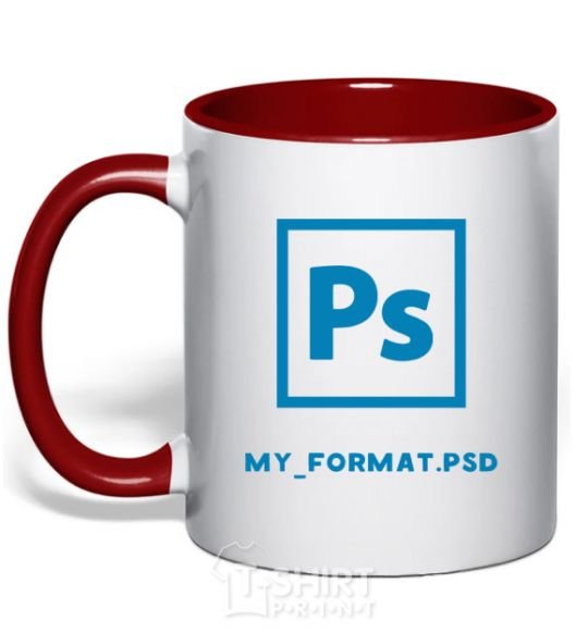 Mug with a colored handle My format PSD red фото