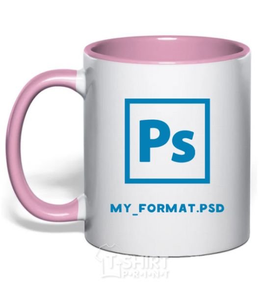 Mug with a colored handle My format PSD light-pink фото