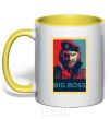 Mug with a colored handle Big BOSS портрет yellow фото