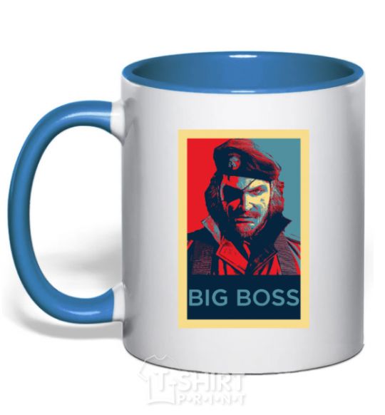 Чашка с цветной ручкой Big BOSS портрет Ярко-синий фото