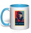 Mug with a colored handle Big BOSS портрет sky-blue фото