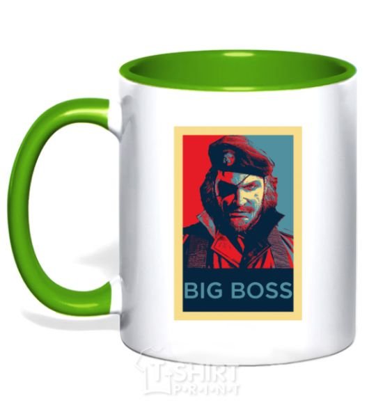 Mug with a colored handle Big BOSS портрет kelly-green фото
