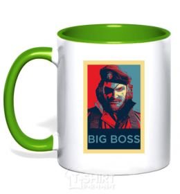 Mug with a colored handle Big BOSS портрет kelly-green фото