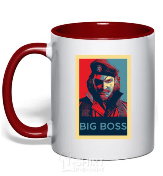 Mug with a colored handle Big BOSS портрет red фото