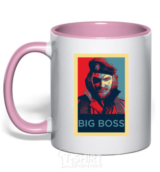 Mug with a colored handle Big BOSS портрет light-pink фото