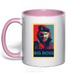 Mug with a colored handle Big BOSS портрет light-pink фото