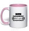 Mug with a colored handle I'm a paramedic what's your superpower light-pink фото