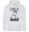 Men`s hoodie Like a boss sport-grey фото