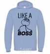 Men`s hoodie Like a boss sky-blue фото