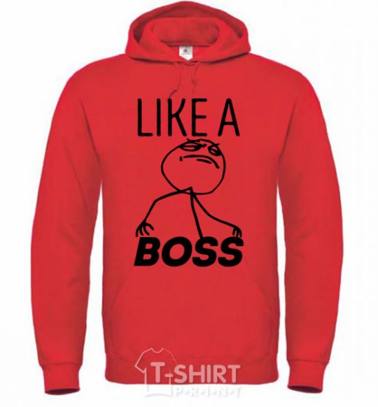 Men`s hoodie Like a boss bright-red фото