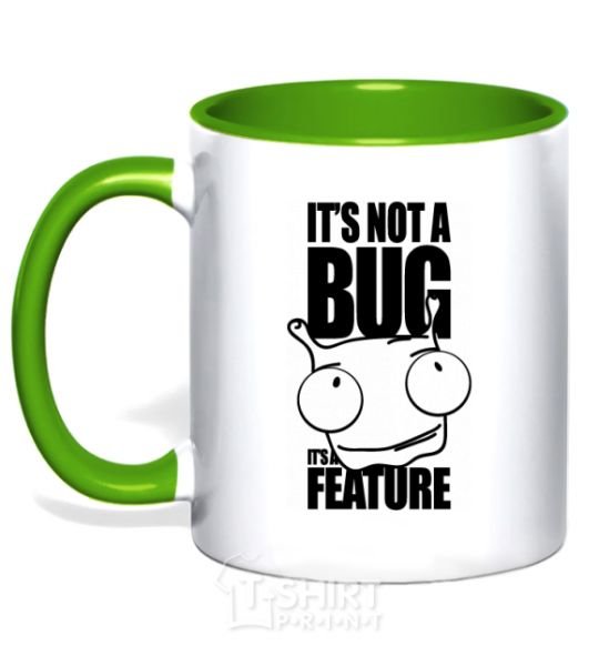 Mug with a colored handle It's not a bug it's a feature kelly-green фото