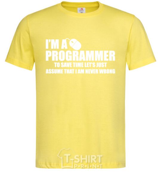 Мужская футболка I'm programmer never wrong Лимонный фото