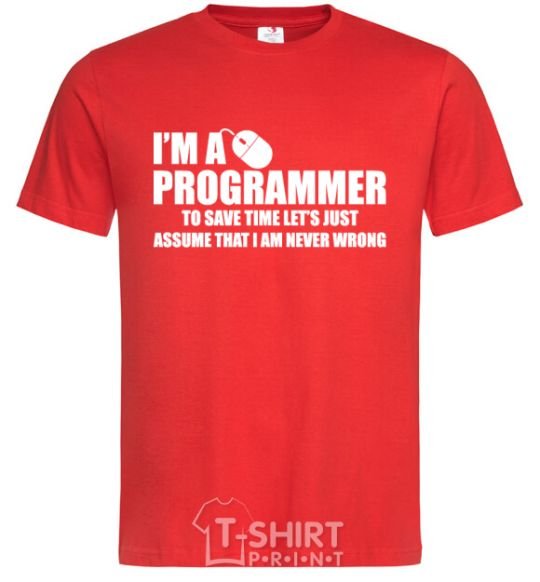 Мужская футболка I'm programmer never wrong Красный фото