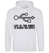 Men`s hoodie Life is too short to remove usb safely sport-grey фото