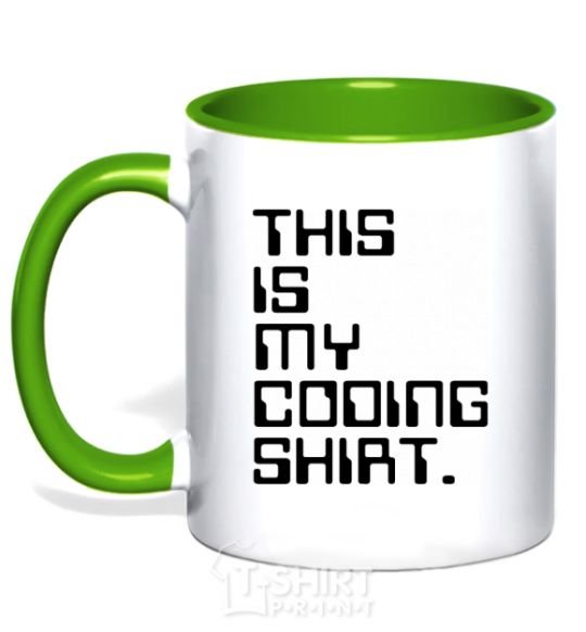 Mug with a colored handle This is my coding shirt kelly-green фото