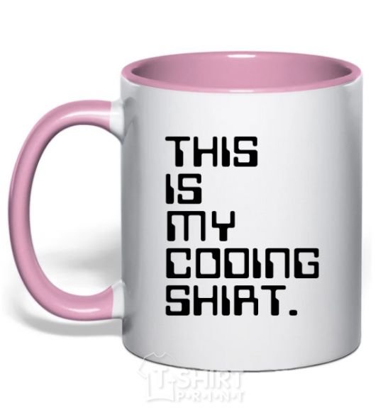 Mug with a colored handle This is my coding shirt light-pink фото