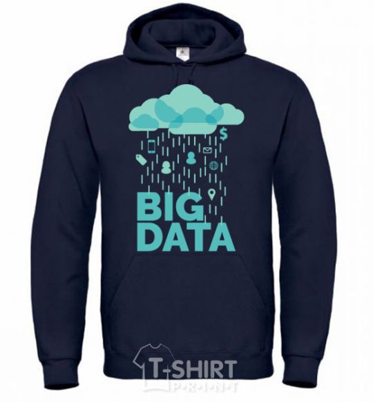 Мужская толстовка (худи) Big data rain Темно-синий фото
