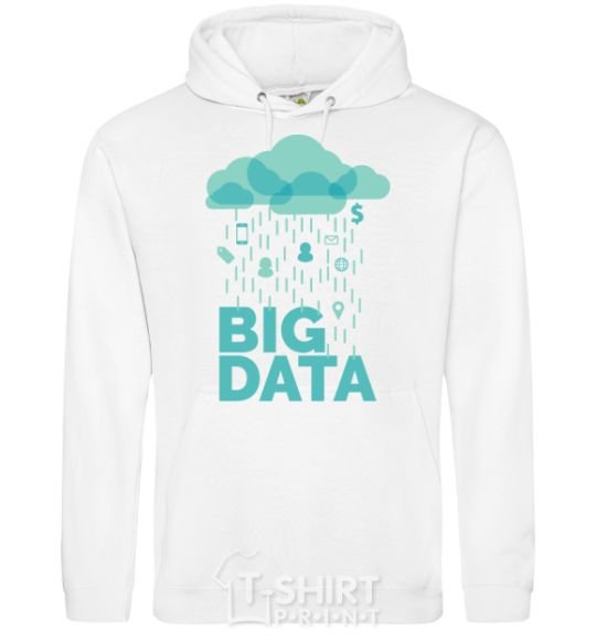 Мужская толстовка (худи) Big data rain Белый фото