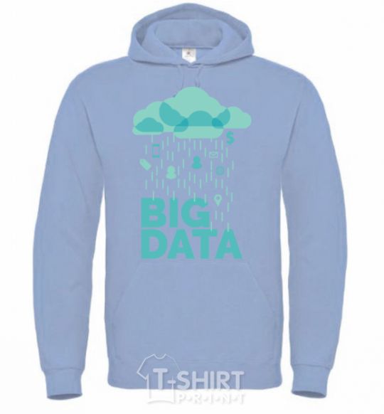 Мужская толстовка (худи) Big data rain Голубой фото