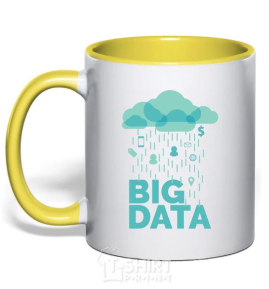 Чашка с цветной ручкой Big data rain Солнечно желтый фото