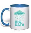 Mug with a colored handle Big data rain royal-blue фото