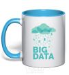 Mug with a colored handle Big data rain sky-blue фото