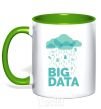 Mug with a colored handle Big data rain kelly-green фото