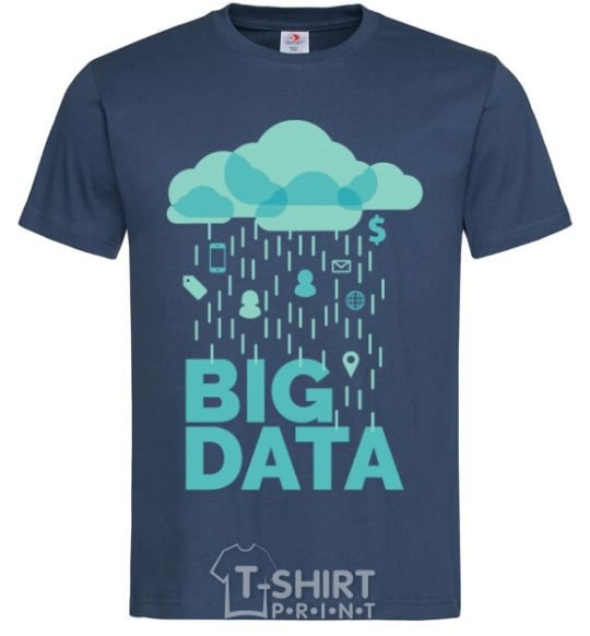 Men's T-Shirt Big data rain navy-blue фото