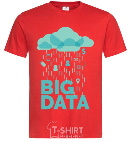 Men's T-Shirt Big data rain red фото