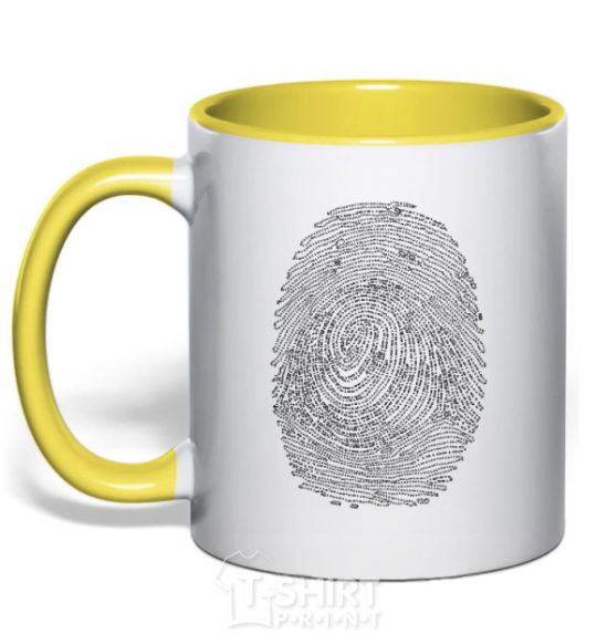 Mug with a colored handle An imprint from the code yellow фото