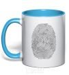 Mug with a colored handle An imprint from the code sky-blue фото