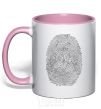 Mug with a colored handle An imprint from the code light-pink фото