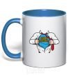 Mug with a colored handle Super programmer royal-blue фото